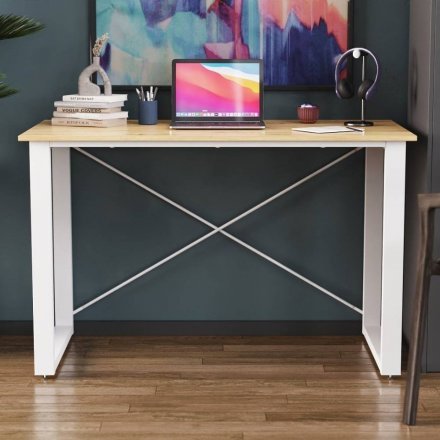 Письмовий стіл Ferrum-decor Драйв 750x1200x600 Білий метал ДСП Дуб Артизан 16 мм (FRD-103127)