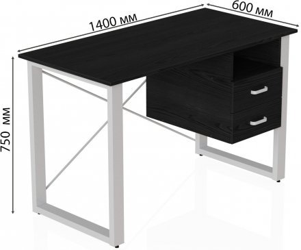 Письмовий стіл із ящиками Ferrum-decor Оскар 750x1400x600 метал Білий ДСП Сосна Кембра 16 мм (FRD-103243)