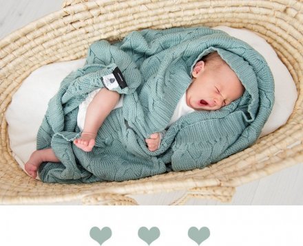 Плед плетений Premium Merino 80x100 см Sage lullalove-6661