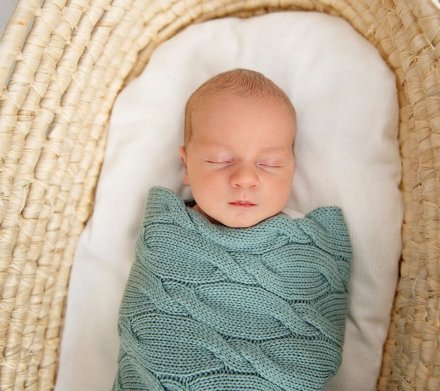 Плед плетений Premium Merino 80x100 см Sage lullalove-6661