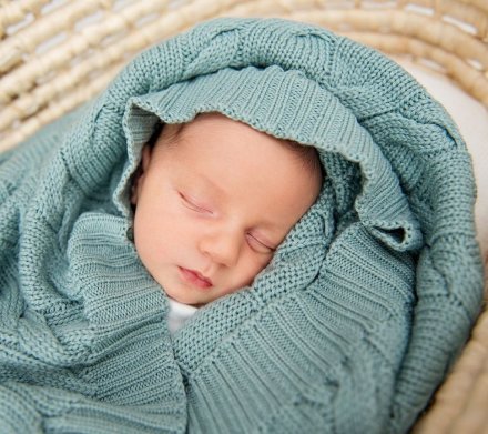 Плед плетений Premium Merino 80x100 см Sage lullalove-6661