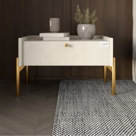 Тумба приліжкова LION Wood з однією шухлядою Бетон style (золоті ножки) (LION-041308)