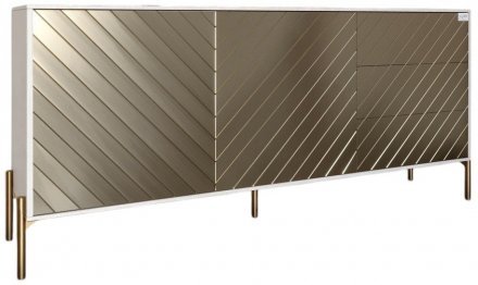 Комод з золотими металевими ніжками LION Амарант 168x40x76,5 см Бетон Style/Перламутровий металік (LION-041972)