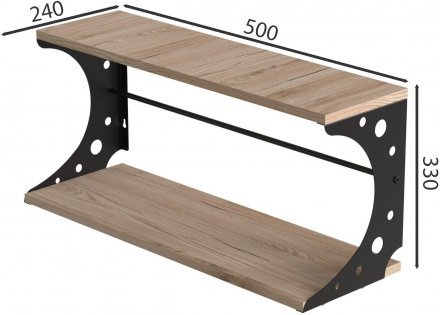 Настінна полиця Ferrum-decor Букін 330x500x240 метал Чорний ДСП Дуб Сан-Марино 16 мм (FRD-102843)