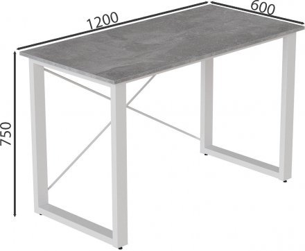 Письмовий стіл Ferrum-decor Драйв 750x1200x600 Білий метал ДСП Бетон 16 мм (FRD-103128)