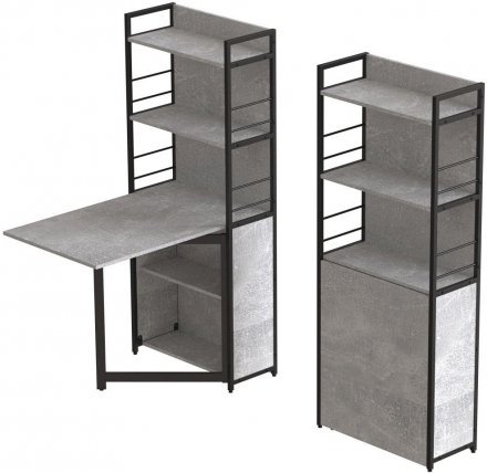 Стіл книжка з етажеркою Практик 2 Ferrum-decor 1555x640x990 Чорний метал ДСП Бетон 16 мм (FRD-104631) Стіл книжка з етажеркою Практик 2 Ferrum-decor 1555x640x990 Чорний метал ДСП Бетон 16 мм (FRD-104631)