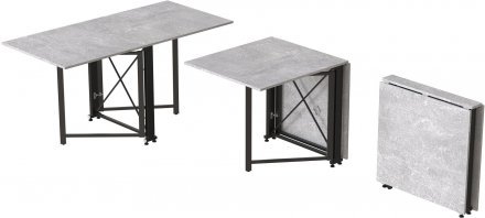 Стіл-книга трансформер Оріон 2 Ferrum-decor 750x1520x730 Чорний метал ДСП Бетон 16 мм (FRD-104589)