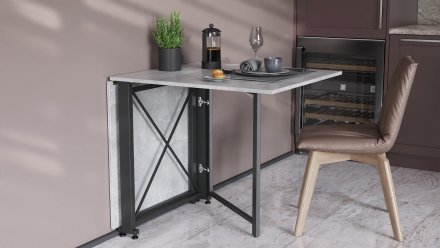 Стіл-книга трансформер Оріон 2 Ferrum-decor 750x1520x730 Чорний метал ДСП Бетон 16 мм (FRD-104589)