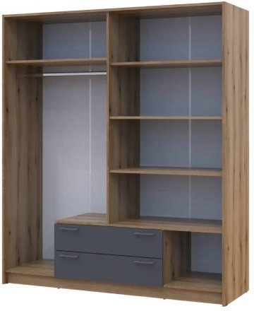 Шафа для одягу Doros Ронді Дуб Артизан/Графіт 4ДСП 160х52х195 DRS-011659 (80737824)