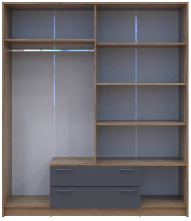 Шафа для одягу Doros Ронді Дуб Артизан/Графіт 4ДСП 160х52х195 DRS-011659 (80737824)