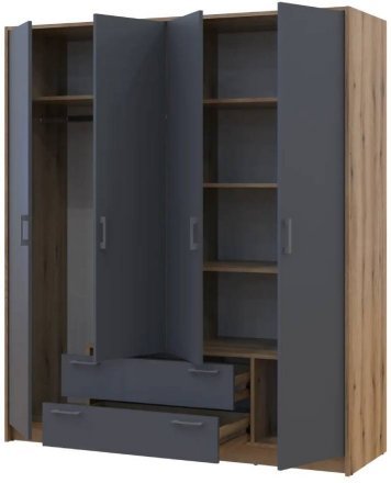 Шафа для одягу Doros Ронді Дуб Артизан/Графіт 4ДСП 160х52х195 DRS-011659 (80737824)