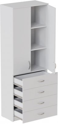 Шафа Анжело Ferrum-decor на 3 полиць з 2 дверима та 4 ящики 1900x700x380 ДСП Біле 16 мм (FRD-105025)