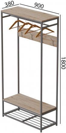 Вішалка модульна підлогова Ferrum-decor Треліс 14 180x90x38 сірий ДСП Дуб Сан-Марино 16мм (FRD-104356) Вішалка модульна підлогова Ferrum-decor Треліс 14 180x90x38 сірий ДСП Дуб Сан-Марино 16мм (FRD-104356)