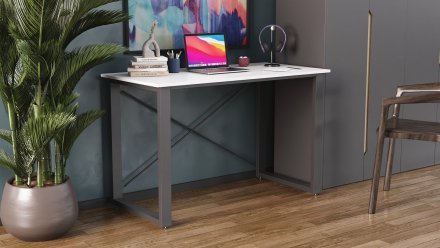 Письмовий стіл Ferrum-decor Драйв 750x1400x600 Чорний метал ДСП Біле 16 мм (FRD-103129)