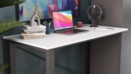 Письмовий стіл Ferrum-decor Драйв 750x1400x600 Чорний метал ДСП Біле 16 мм (FRD-103129)