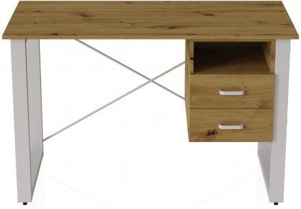Письмовий стіл із ящиками Ferrum-decor Оскар 750x1400x600 метал Білий ДСП Дуб Артизан 16 мм (FRD-103246)