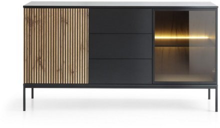 Комод з підсвіткою Perfect Home Сенто / Sento KSZ154 2-дверний з 3 шухлядами Чорний/дуб вотан (PFH-091487)