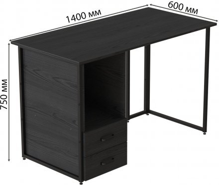 Комп'ютерний стіл Ferrum-decor Отто 75x140x60 чорний ДСП Сосна Кембра 16мм (FRD-103585)