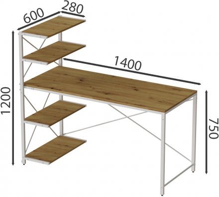 Комп'ютерний стіл Ferrum-decor Джек 75x140x60 Білий ДСП Артизан (FRD-104412)
