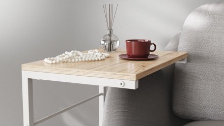 Столик приставний Террі Ferrum-decor 650x440x330 Білий метал ДСП Дуб Сан-Марино 16 мм (FRD-104656)