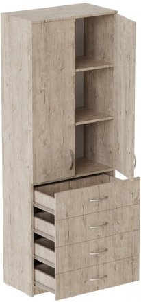 Шафа Анжело Ferrum-decor на 3 полиць з 2 дверима та 4 ящики 1900x700x380 ДСП Дуб Сан-Марино 16 мм (FRD-105026)