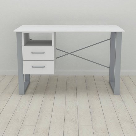 Письмовий стіл із ящиками Ferrum-decor Оскар 750x1400x600 метал Сірий ДСП Біле 16 мм (FRD-103248)