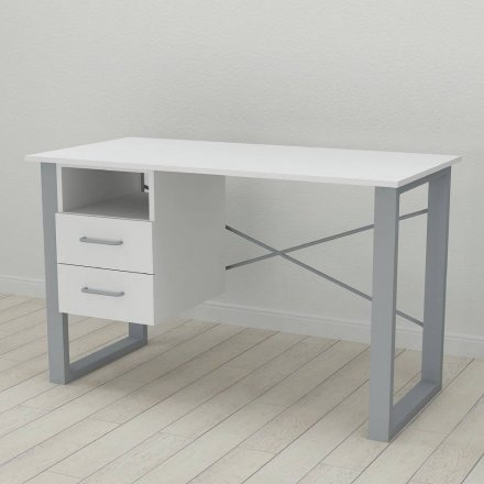Письмовий стіл із ящиками Ferrum-decor Оскар 750x1400x600 метал Сірий ДСП Біле 16 мм (FRD-103248)