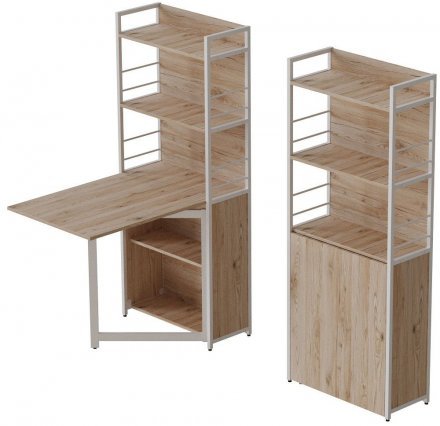 Стіл книжка з етажеркою Практик 2 Ferrum-decor 1555x640x990 Білий метал ДСП Дуб Сан-Марино 16 мм (FRD-104633)