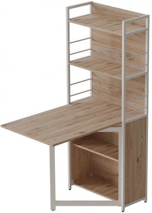 Стіл книжка з етажеркою Практик 2 Ferrum-decor 1555x640x990 Білий метал ДСП Дуб Сан-Марино 16 мм (FRD-104633)