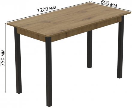 Стіл кухонний Ferrum-decor Маріо 75x120x60 Чорний ДСП Дуб Артизан 16мм (FRD-105727)