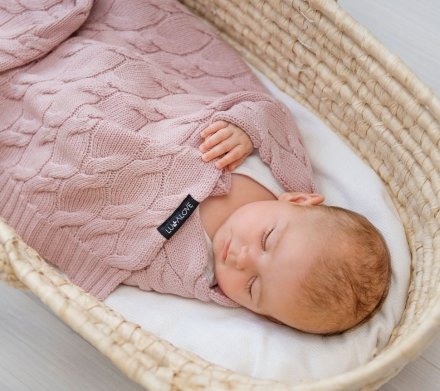 Плед плетений Premium Merino 80x100 см Powder Pink lullalove-6678