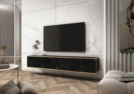 Тумба під телевізор навісна Perfect Home Оро / Oro 3-дверна RTV175 Чорний мармур роял (PFH-091363) Тумба під телевізор навісна Perfect Home Оро / Oro 3-дверна RTV175 Чорний мармур роял (PFH-091363)