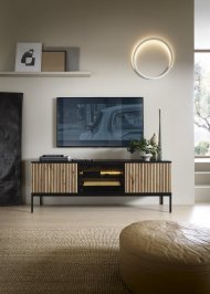 Тумба під ТВ з підсвіткою Perfect Home Сенто / Sento RTV154 3-дверна Чорний/дуб вотан (PFH-091485)