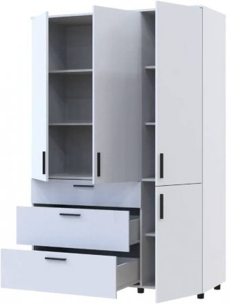 Шафа для одягу Doros Торн Білий 3 ДСП/3Ш (полиці) 135х51.6х200 (DRS-012056)