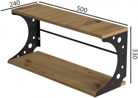 Настінна полиця Ferrum-decor Букін 330x500x240 метал Чорний ДСП Дуб Артизан 16 мм (FRD-102847)