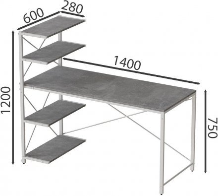 Комп'ютерний стіл Ferrum-decor Джек 75x140x60 Білий ДСП Бетон (FRD-104413)