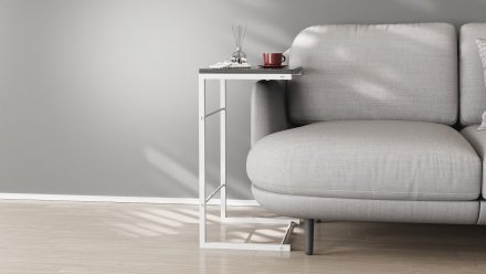 Столик приставний Террі Ferrum-decor 650x440x330 Білий метал ДСП Сосна Кембра 16 мм (FRD-104657)