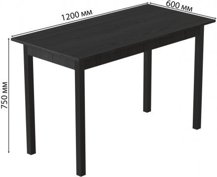 Стіл кухонний Ferrum-decor Маріо 75x120x60 Чорний ДСП Сосна Кембра 16мм (FRD-105728)