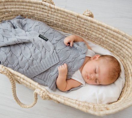 Плед плетений Premium Merino 80x100 см Ice Grey lullalove-6647