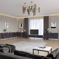 Комплект модульний для вітальні LION Грей 4 елементи з чорними металевими ніжками Бетон темний/Асфальт (LION-042708) Комплект модульний для вітальні LION Грей 4 елементи з чорними металевими ніжками Бетон темний/Асфальт (LION-042708)