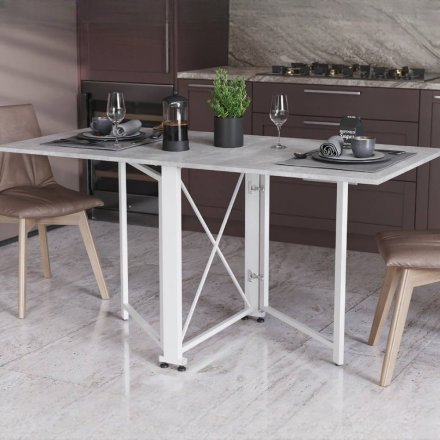 Стіл-книга трансформер Оріон 2 Ferrum-decor 750x1520x730 Білий метал ДСП Бетон 16 мм (FRD-104596) Стіл-книга трансформер Оріон 2 Ferrum-decor 750x1520x730 Білий метал ДСП Бетон 16 мм (FRD-104596)