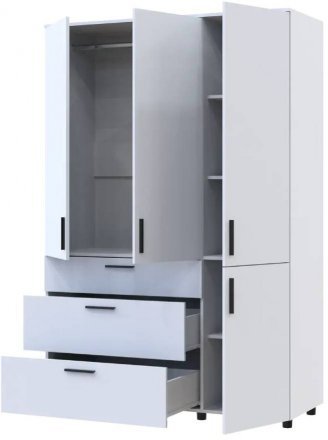 Шафа для одягу Doros Торн Білий 3 ДСП/3Ш (штанга) 135х51.6х200 (DRS-012057)