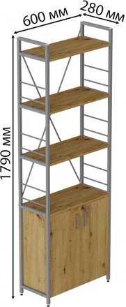 Етажерка 4/60 Ferrum-decor Серії Конект із тумбою 179x60x28 Сірий ДСП Артизан (FRD-102482)