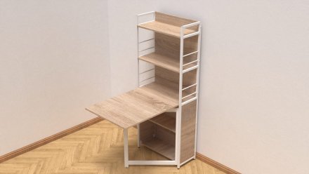 Стіл книжка з етажеркою Практик 2 Ferrum-decor 1555x640x990 Білий метал ДСП Дуб Сонома 16мм (FRD-104635)