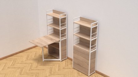 Стіл книжка з етажеркою Практик 2 Ferrum-decor 1555x640x990 Білий метал ДСП Дуб Сонома 16мм (FRD-104635)