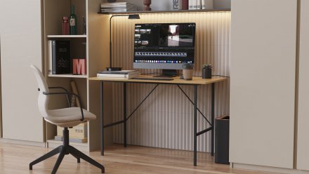 Стіл письмовий Line Тайм Ferrum-decor 750x1000x600 Чорний метал ДСП Дуб Артизан 16 мм (FRD-104876)