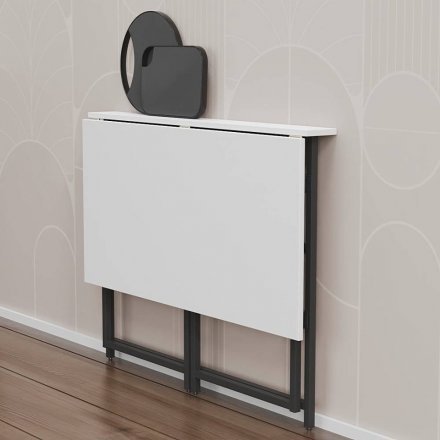 Стіл розкладний Моріс Ferrum-decor 750x1000x600 Чорний метал ДСП Біле 16 мм (FRD-104669)