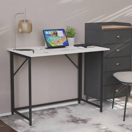 Стіл розкладний Моріс Ferrum-decor 750x1000x600 Чорний метал ДСП Біле 16 мм (FRD-104669)