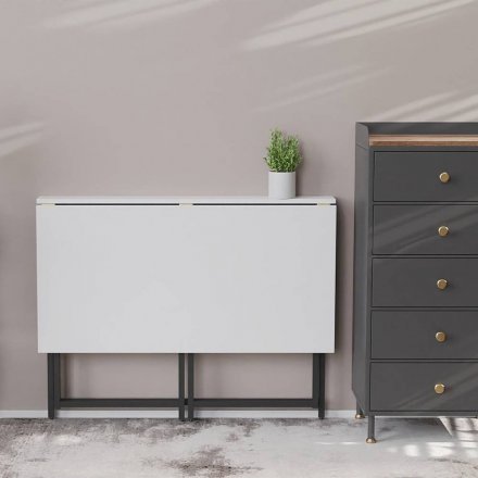 Стіл розкладний Моріс Ferrum-decor 750x1000x600 Чорний метал ДСП Біле 16 мм (FRD-104669)
