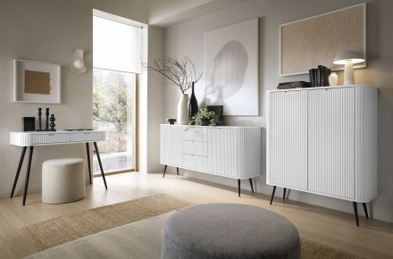 Комод Perfect Home Зова / Zova 2-дверний з чорними ніжками K103 Білий (PFH-091285)